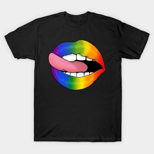 Rainbow Lips LGBT Gay pride flag - I Licked It So It's Mine design T-Shirt by theodoros20